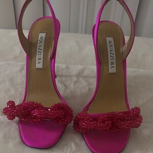 Aquazzura Fuchsia Beaded Heels